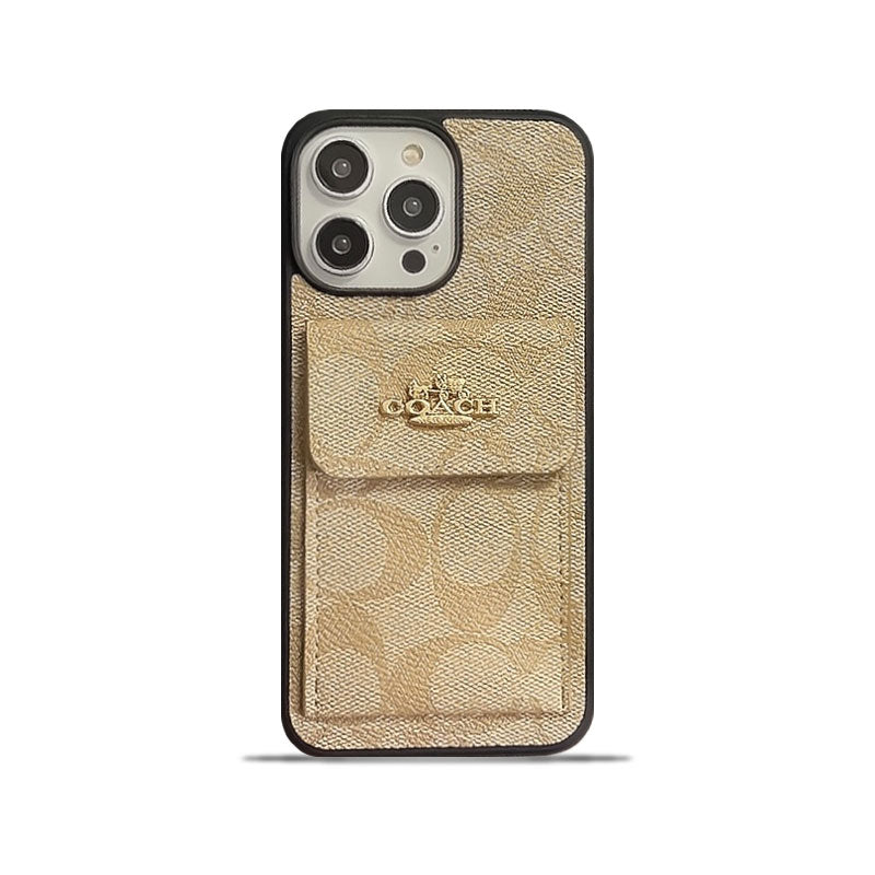 Classic iPhone Case With Card Holder Wallet Coffee -SZK240425 - product view 1