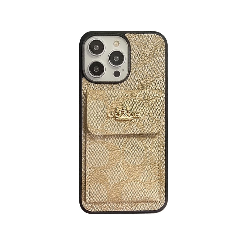 Classic iPhone Case With Card Holder Wallet Light Brown -SZK240425 - product view 7