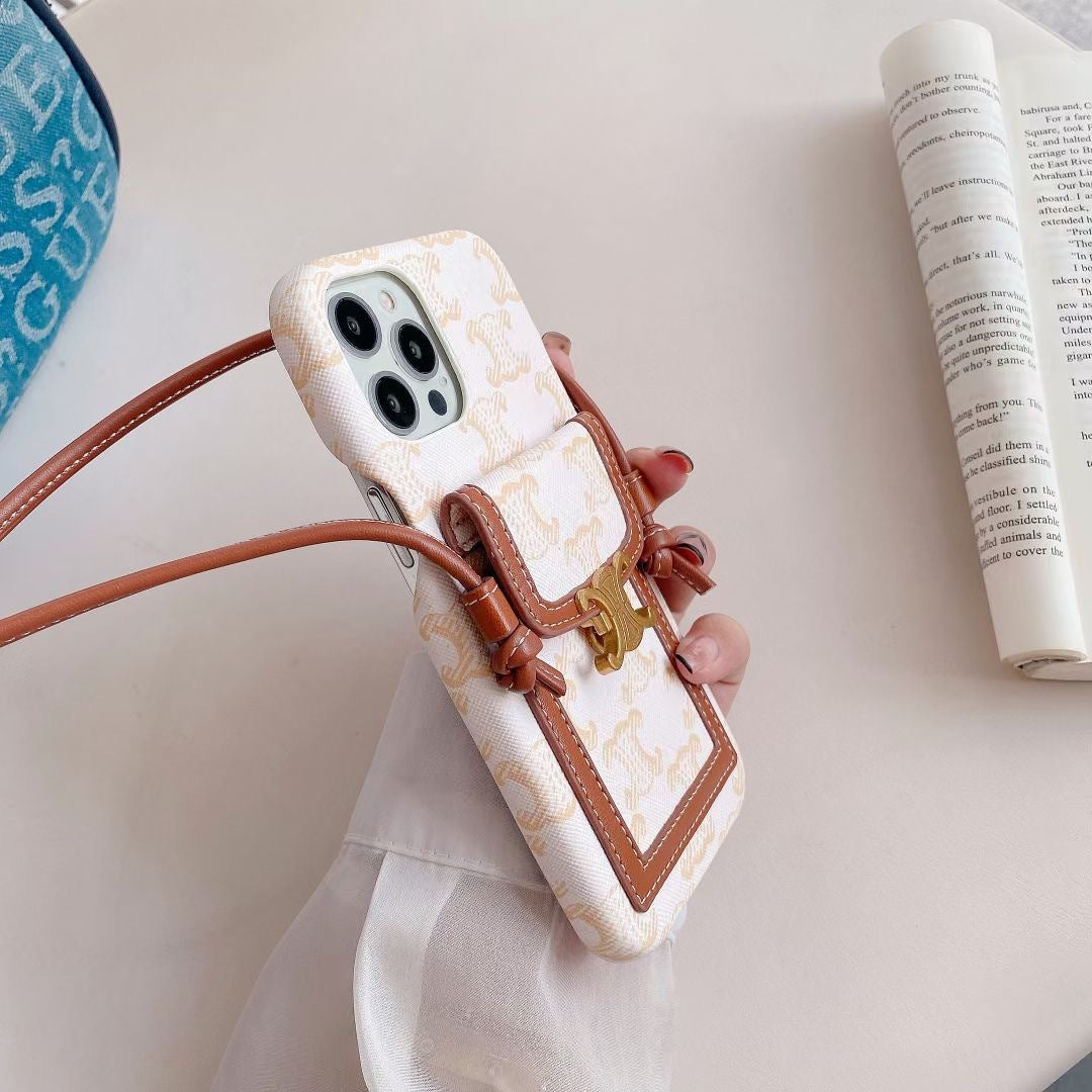 White Celine iPhone Case With Card Holder -LH240109 - product view 3