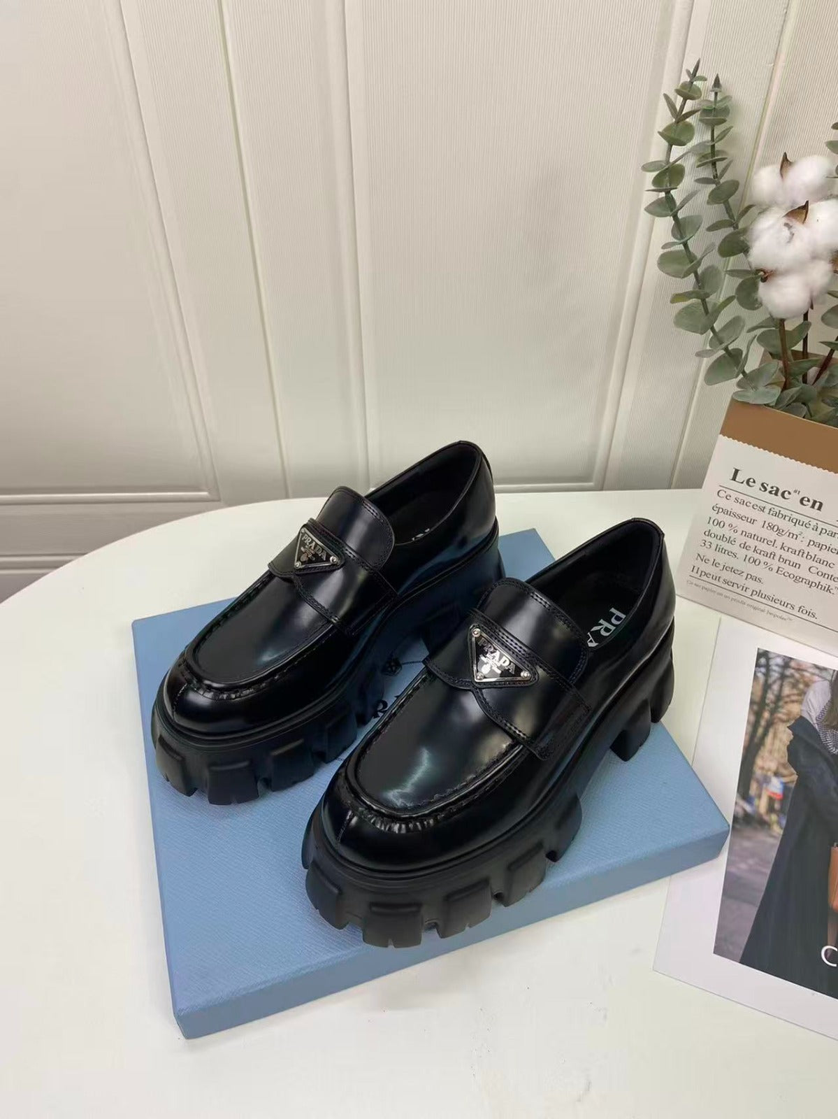 Prada Brushed Leather Monolith Loafers - product view 1