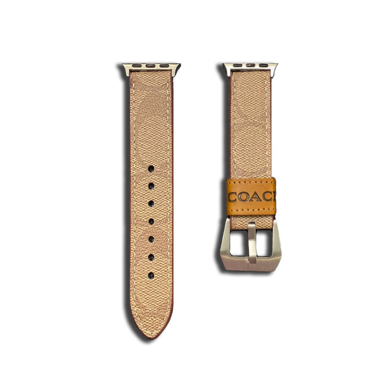 Leather Coach Apple Watch Band Light Brown-YHK244221710 - product view 1