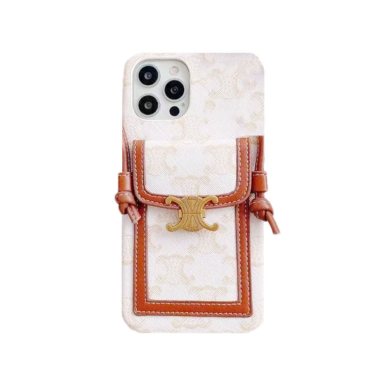 White Celine iPhone Case With Card Holder -LH240109 - product view 12