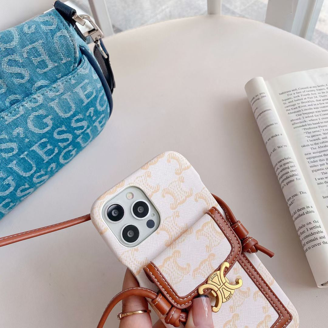White Celine iPhone Case With Card Holder -LH240109 - product view 6