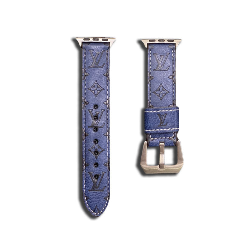 Leather Monogram Apple Watch Bands Leather Blue-YH24422 - product view 1