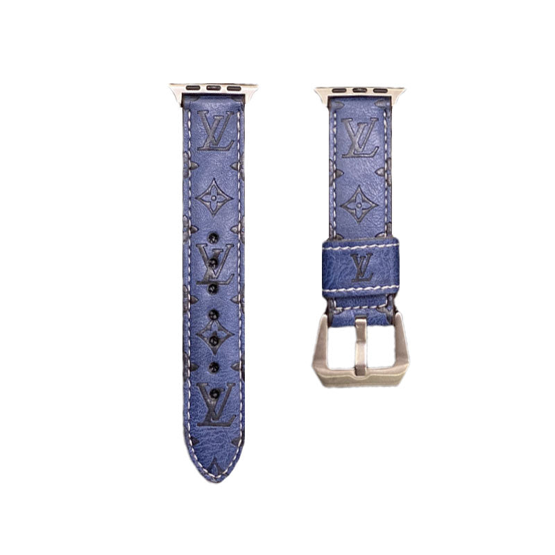 Leather Monogram Apple Watch Bands Leather Blue-YH24422 - product view 22
