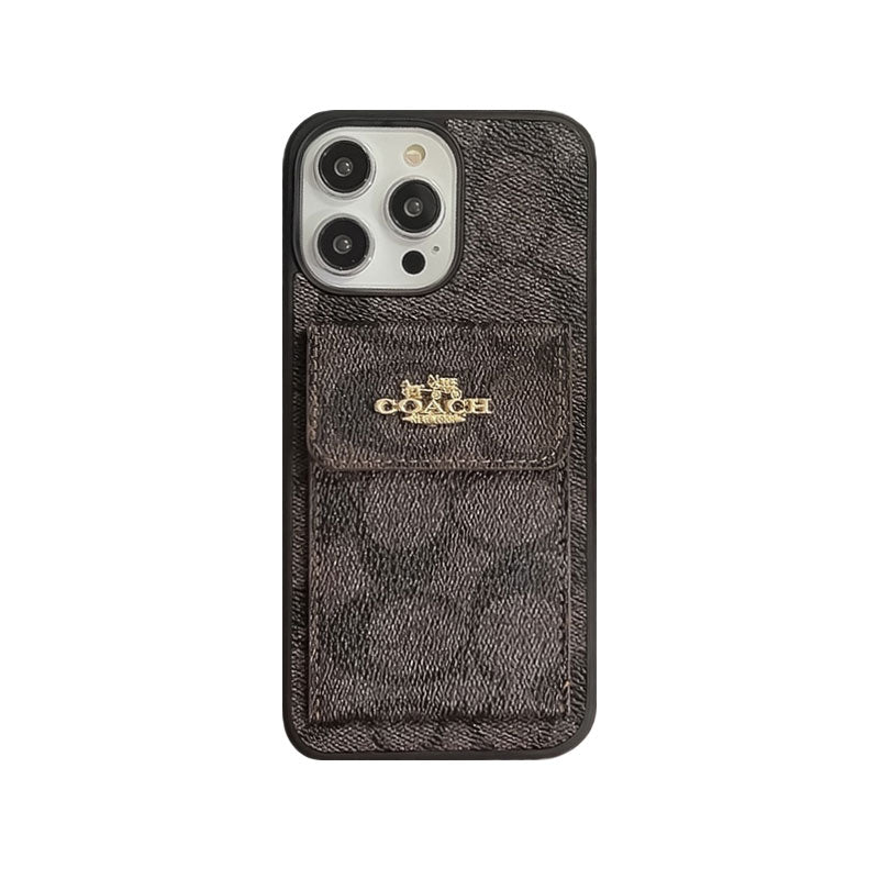 Classic iPhone Case With Card Holder Wallet Light Brown -SZK240425 - product view 8