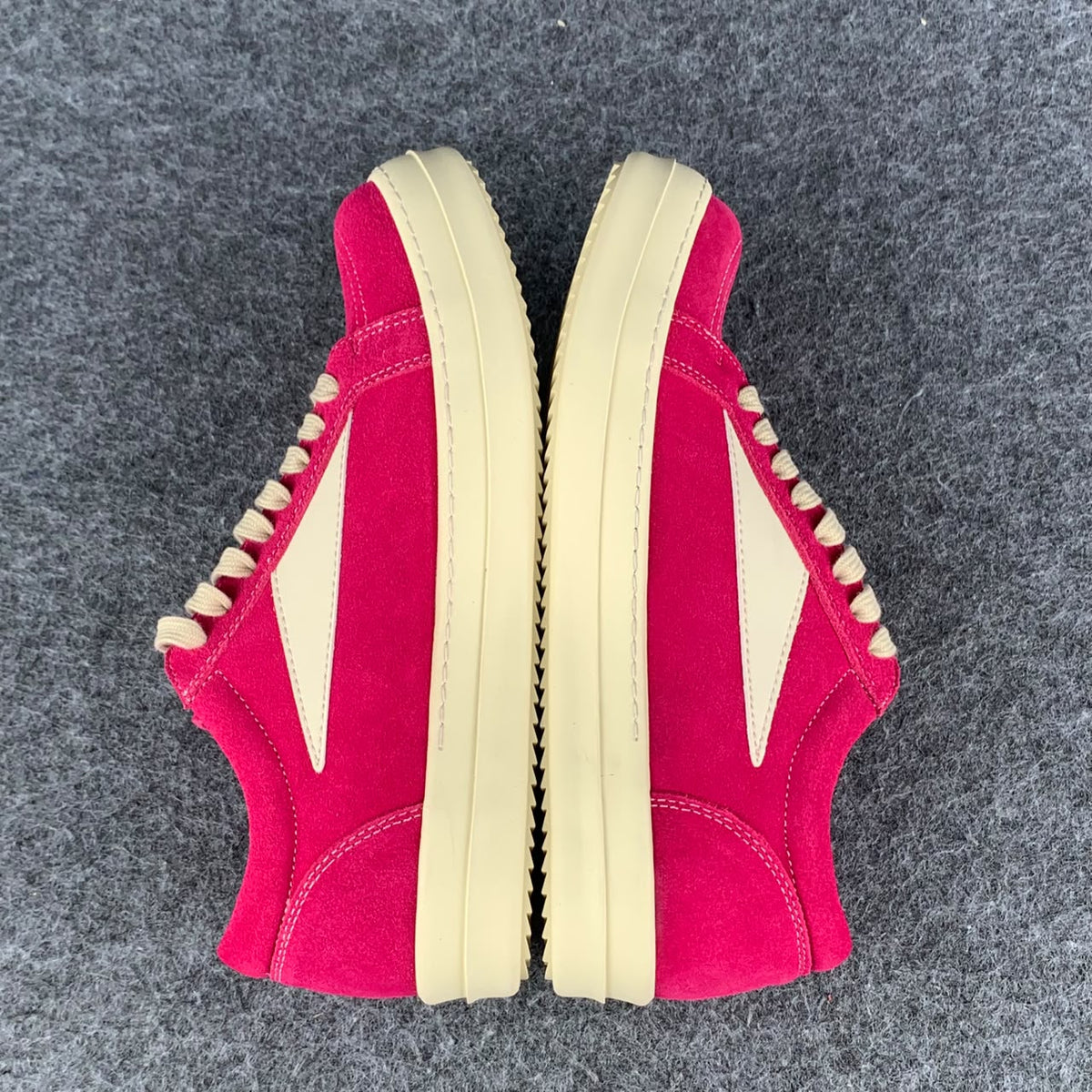 Rick Owens Wmns EDFU Suede Leather Vintage Low Sneakers 'Hot Pink' - product view 4