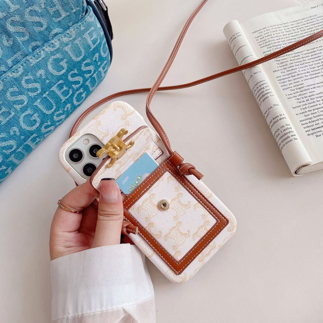 White Celine iPhone Case With Card Holder -LH240109 - product view 7