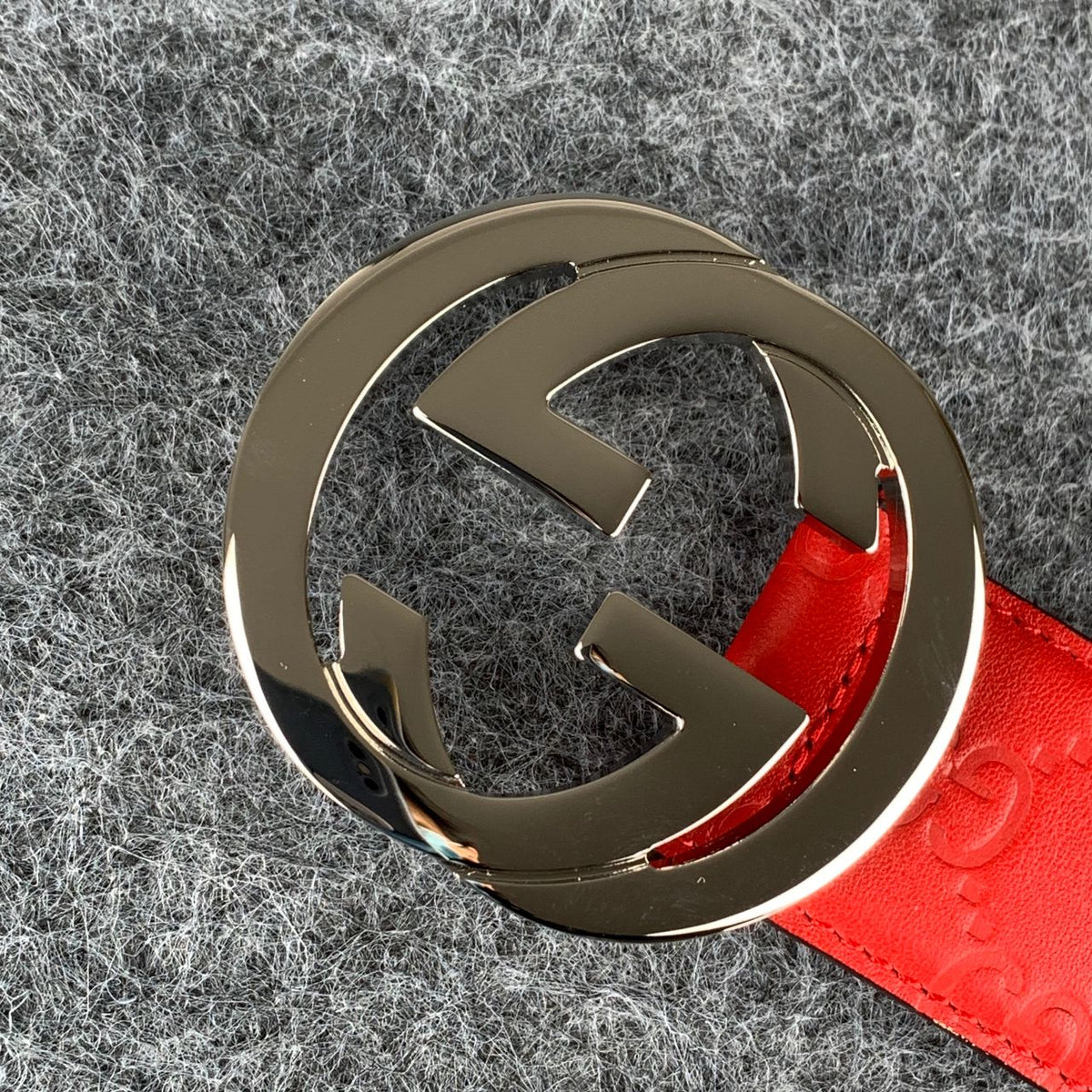 Guccissima Leather Interlocking G Belt Red Monogram - product view 3