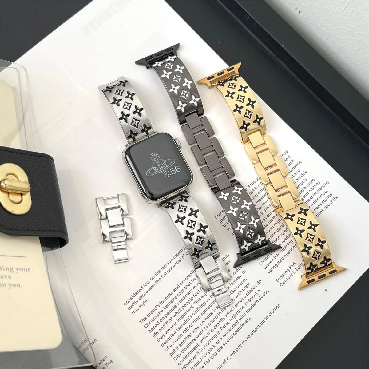 EMBOSSED METAL APPLE WATCH STRAP - product view 1