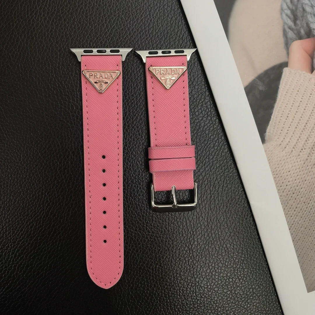 Double Triangle Monogram Label Leather Apple Watch Band - product view 5