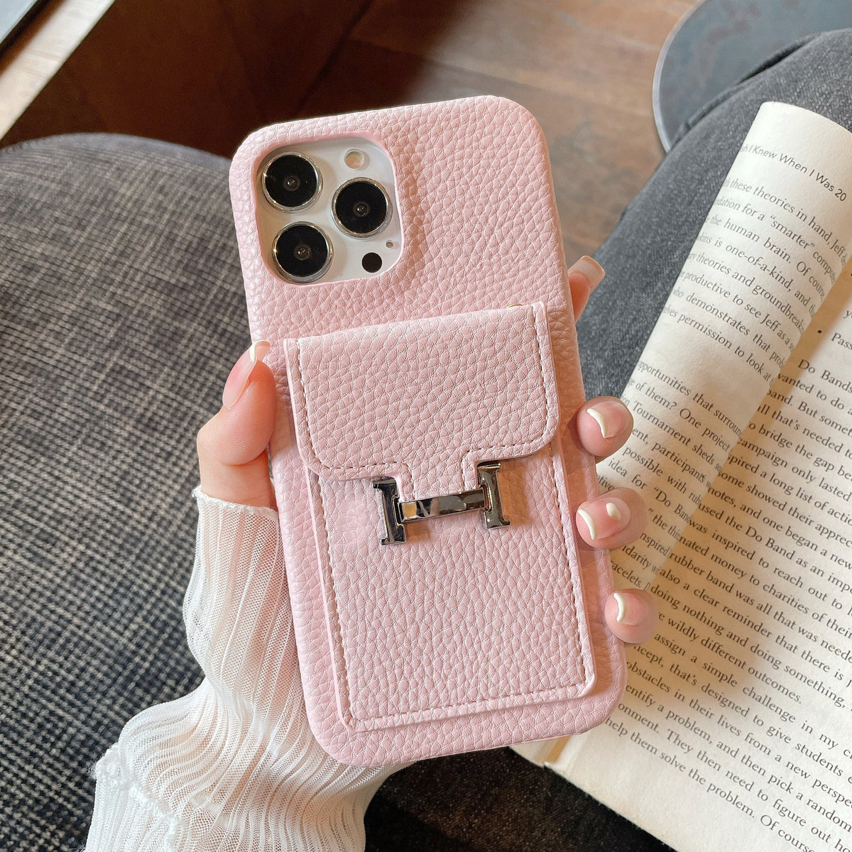 H Card Holder Leather iPhone Case - product view 18