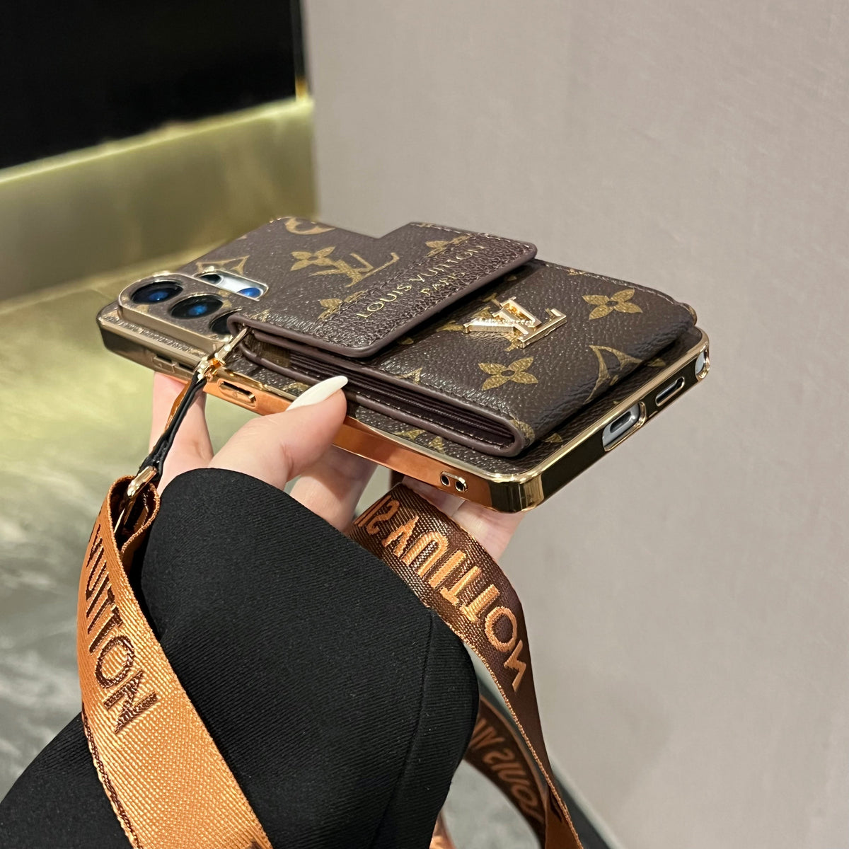Advanced Leather Samsung Phone Case with Wallet and Strap - product view 7