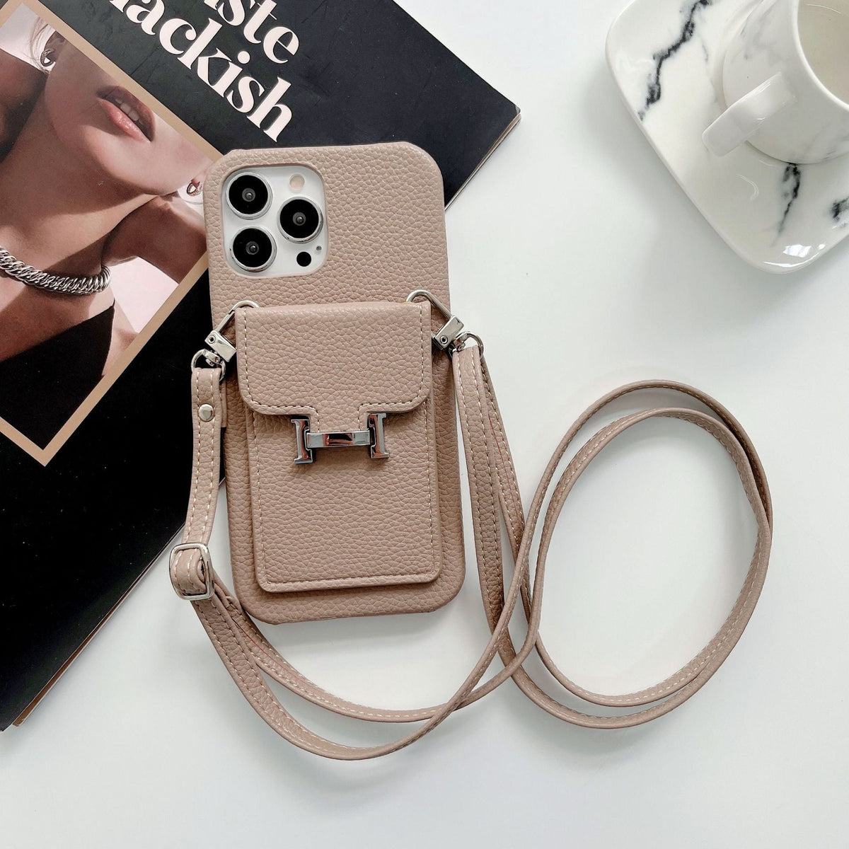 H Card Holder Leather Chain iPhone Case - product view 16