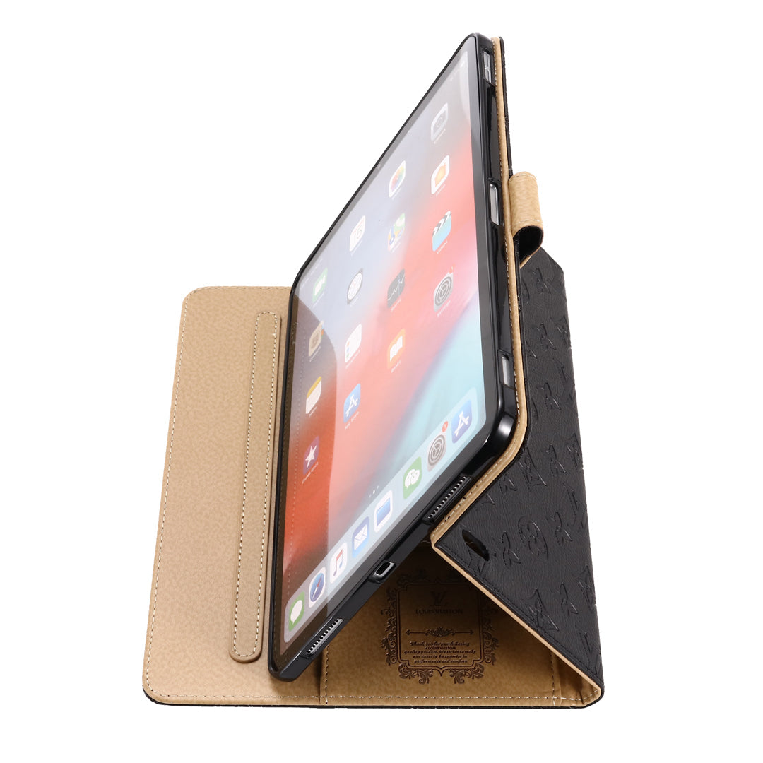 3D Embossed Canvas Monogram Holster Apple iPad Flip Cover With Stand - product view 10