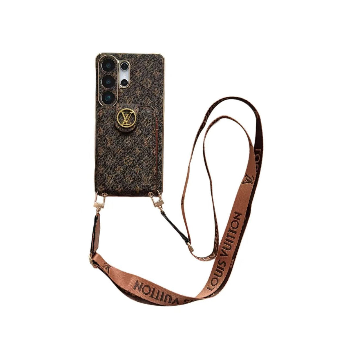 Monogram Crossbody Phone Case with Card Pocket and Shoulder Strap - product view 3