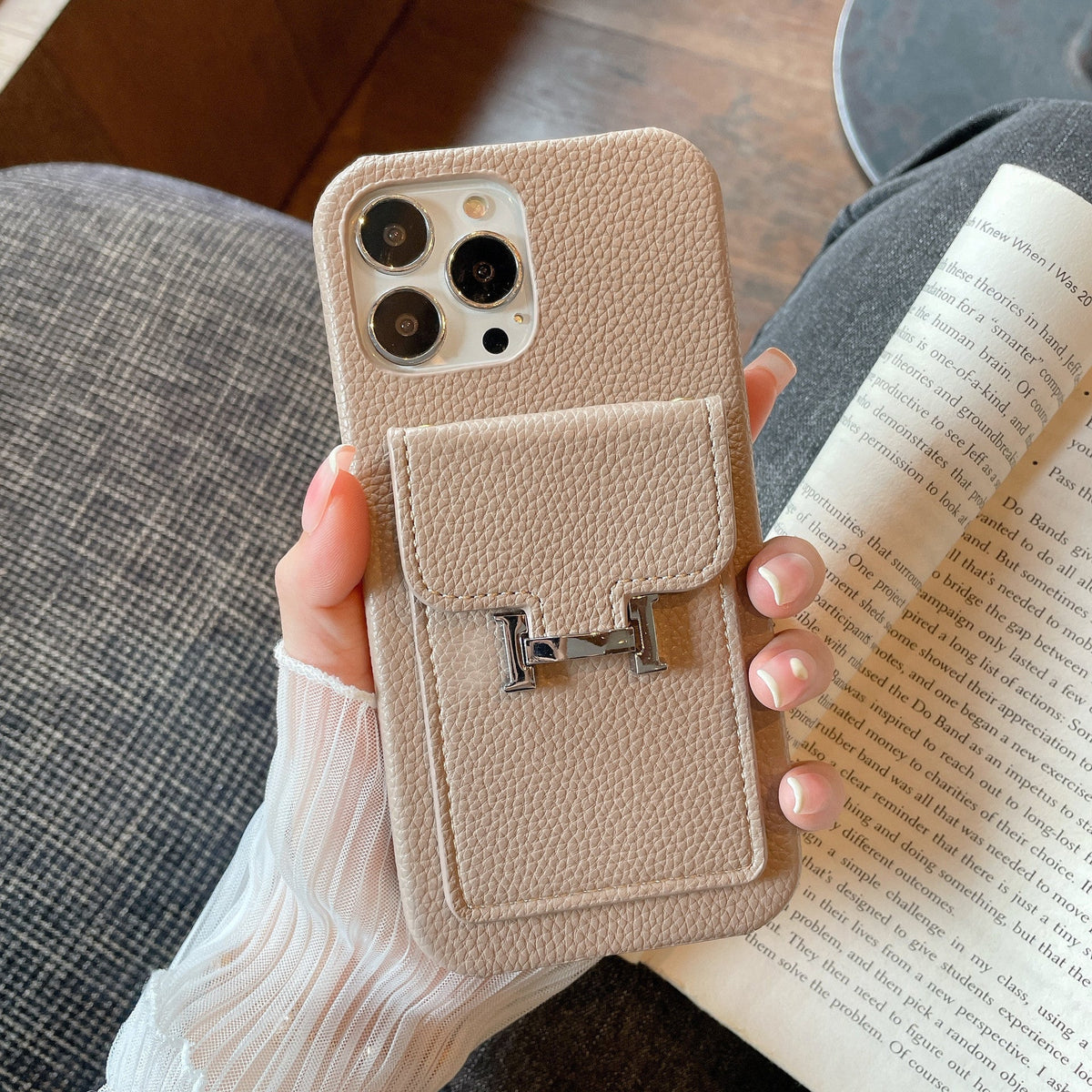 H Card Holder Leather iPhone Case - product view 20