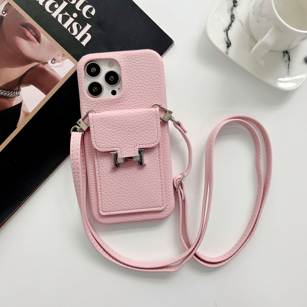 H Card Holder Leather Chain iPhone Case - product view 12