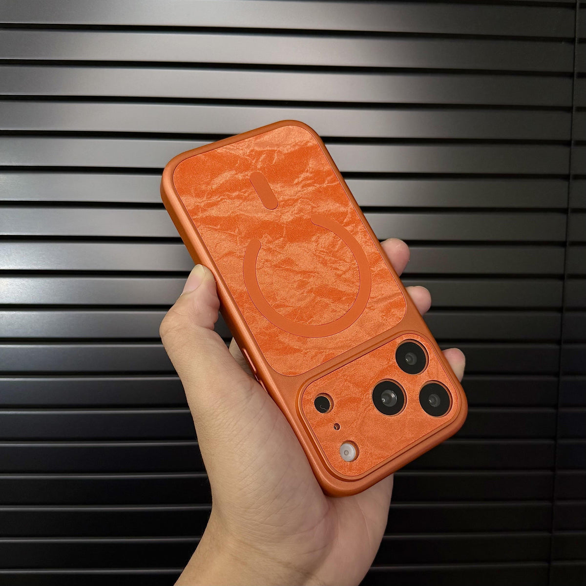 Leather MagSafe-Compatible iPhone Case with Snow Texture Finish - product view 11