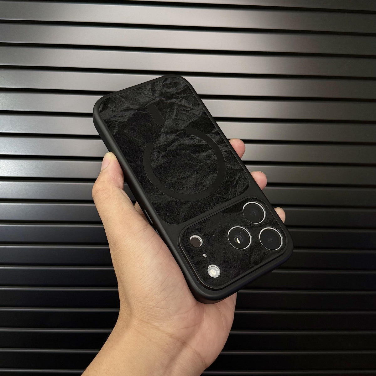 Leather MagSafe-Compatible iPhone Case with Snow Texture Finish - product view 7