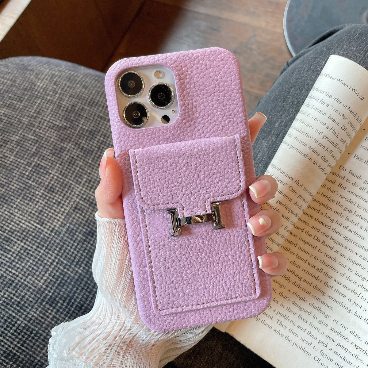 H Card Holder Leather iPhone Case - product view 9