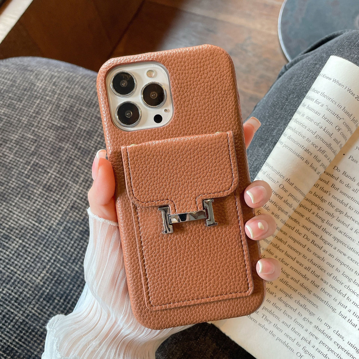 H Card Holder Leather iPhone Case - product view 17