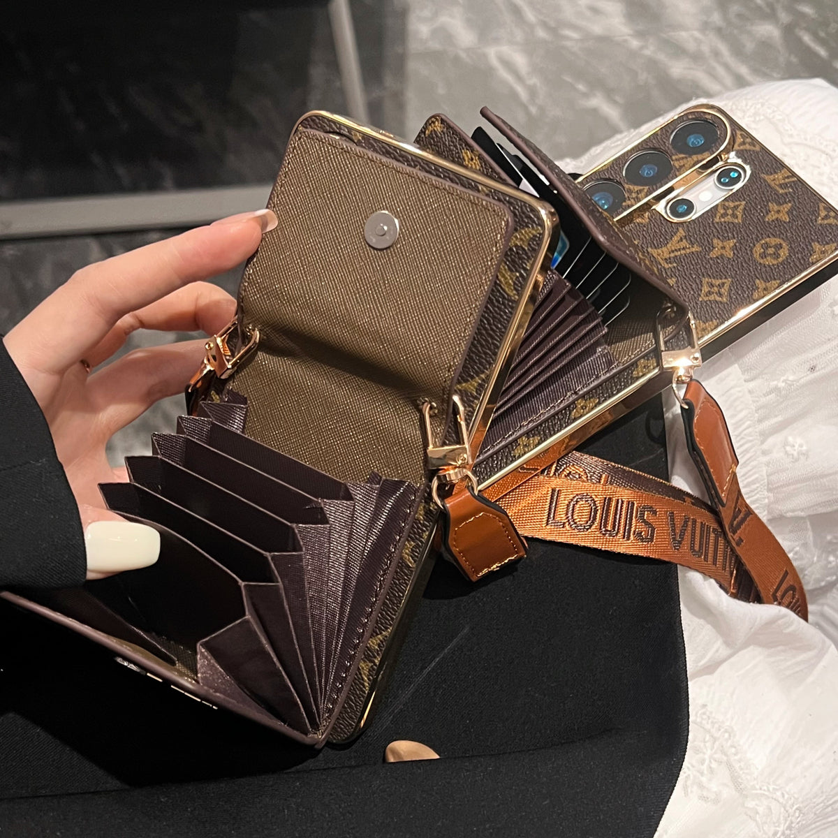 Advanced Leather Samsung Phone Case with Wallet and Strap - product view 8