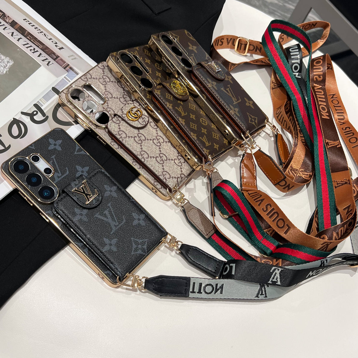 Monogram Crossbody Phone Case with Card Pocket and Shoulder Strap - product view 6