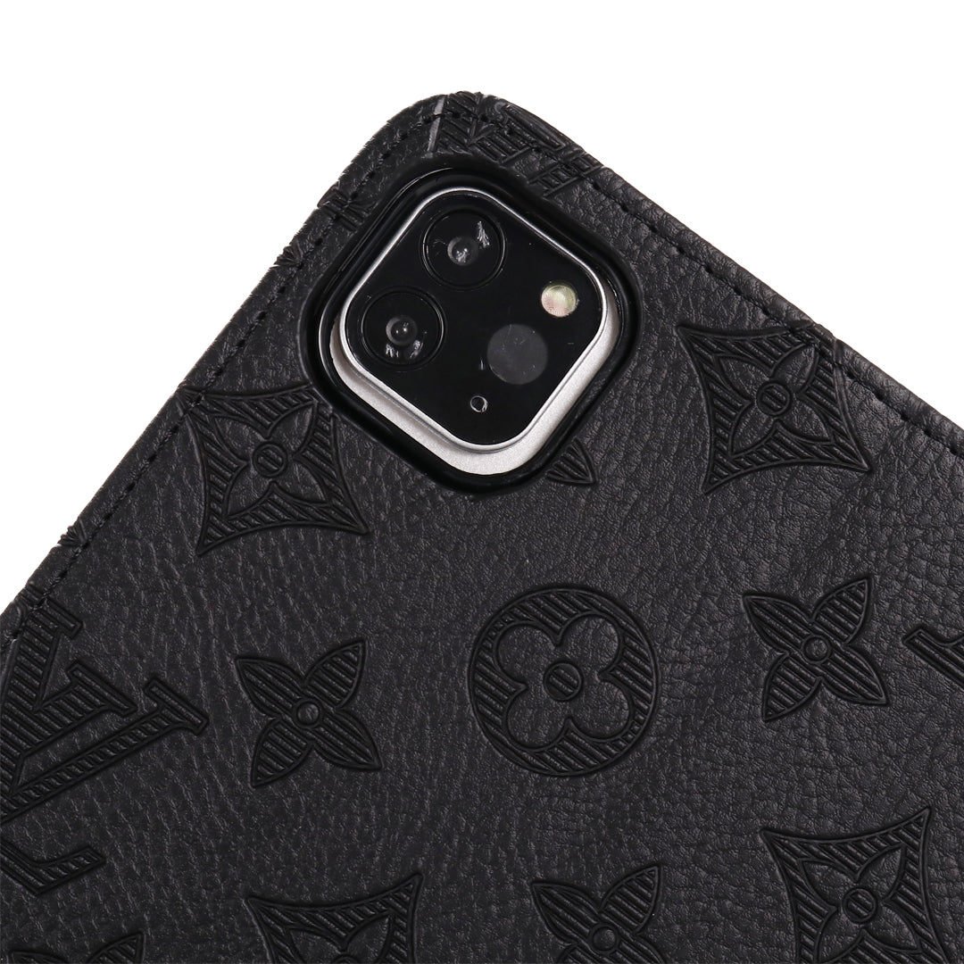 3D Embossed Canvas Monogram Holster Apple iPad Flip Cover With Stand - product view 16
