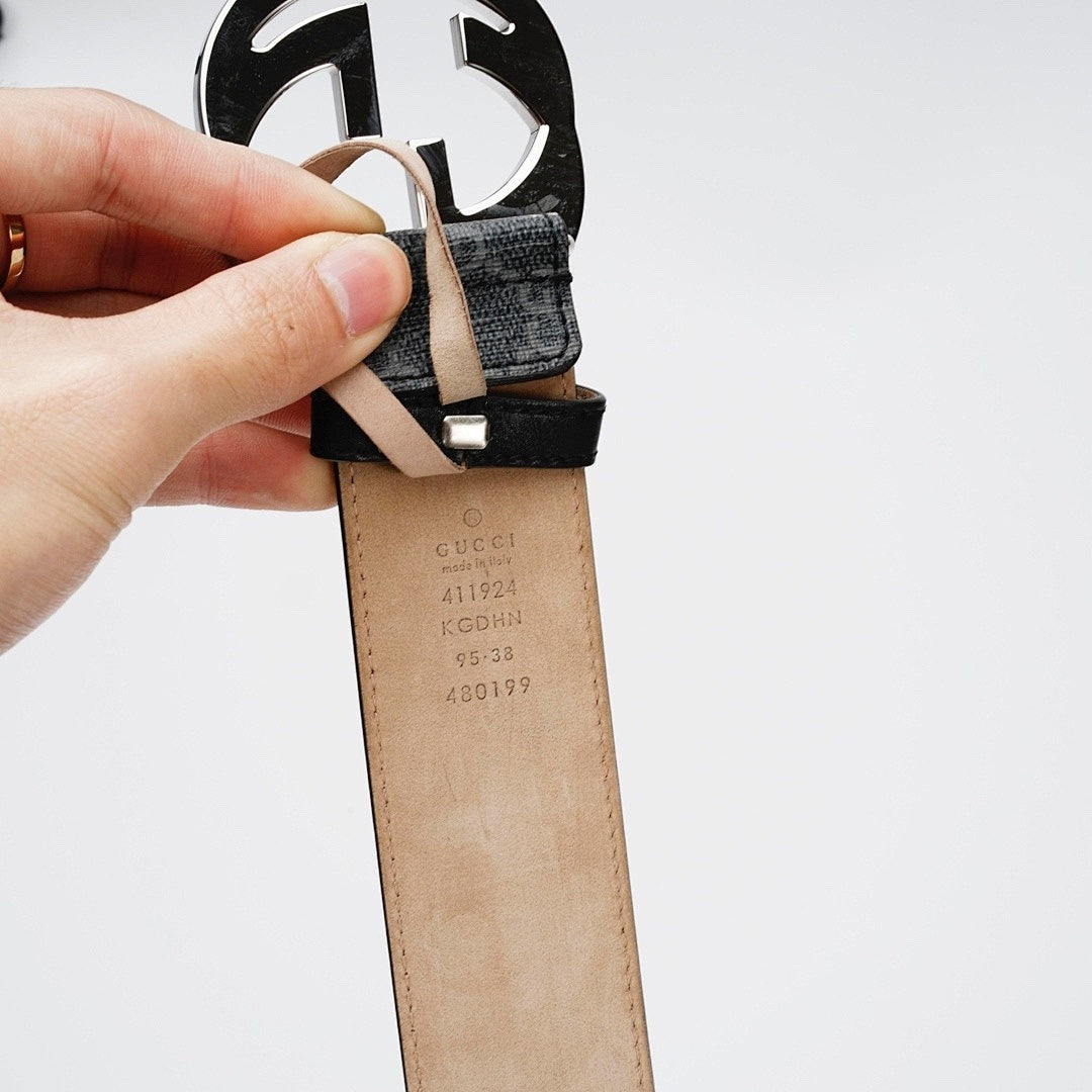 GG Reversible Leather Belt with Silver Buckle - product view 5
