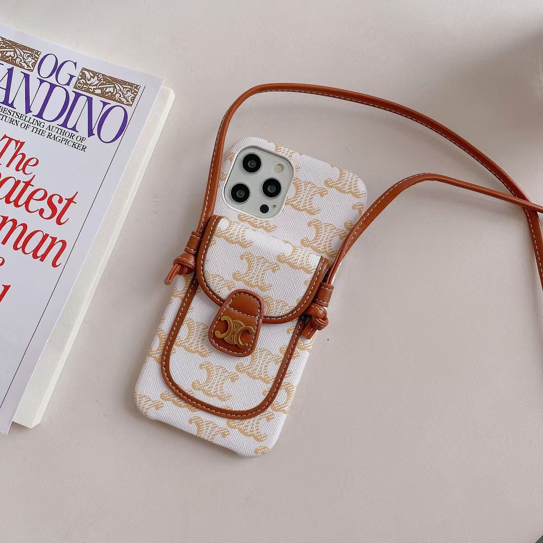White Celine iPhone Case With Card Holder -LH240109 - product view 8