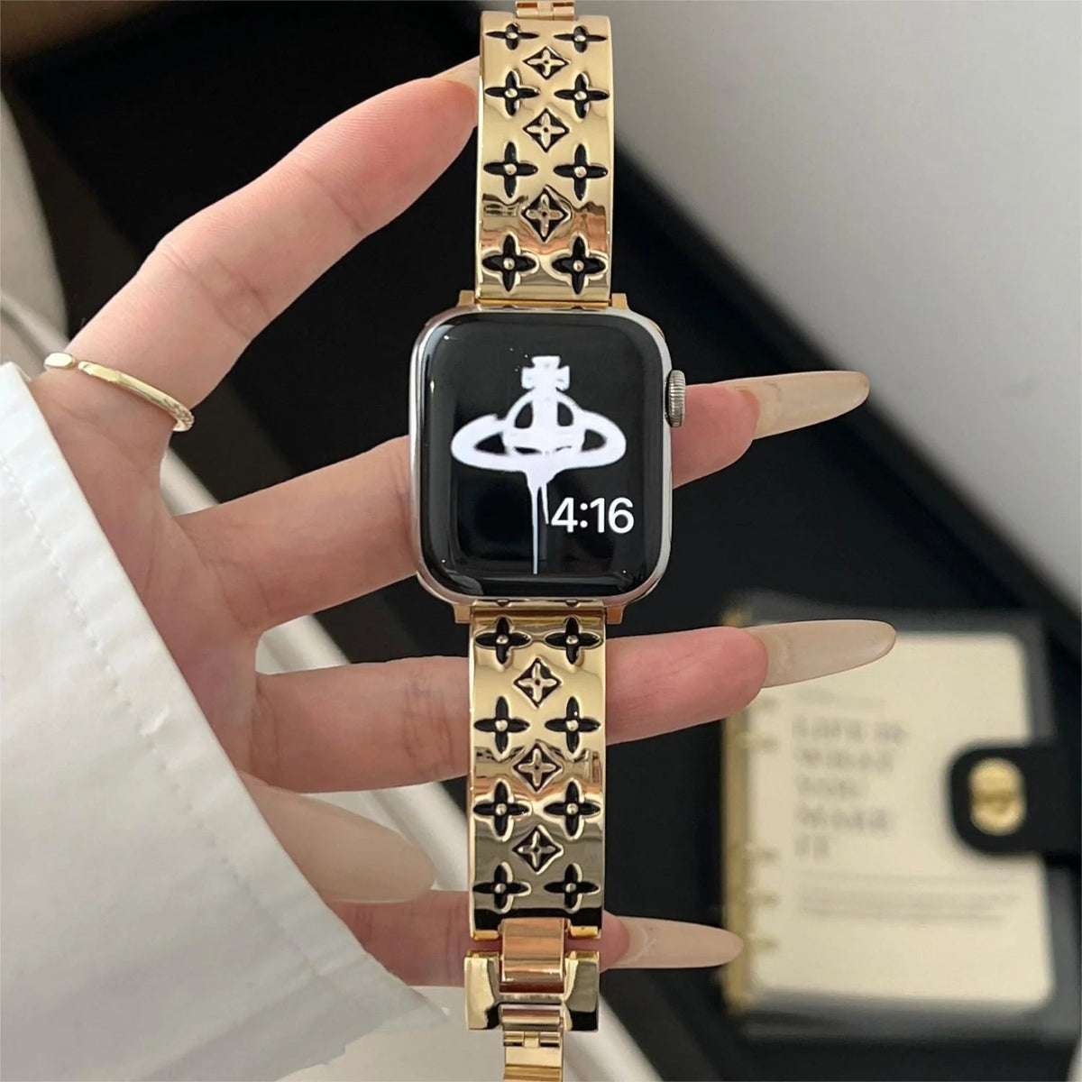 EMBOSSED METAL APPLE WATCH STRAP - product view 3