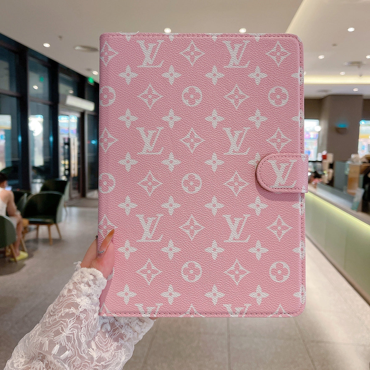 Elegant Monogram Canvas Flip Cover Apple iPad Protective Leather - product view 1