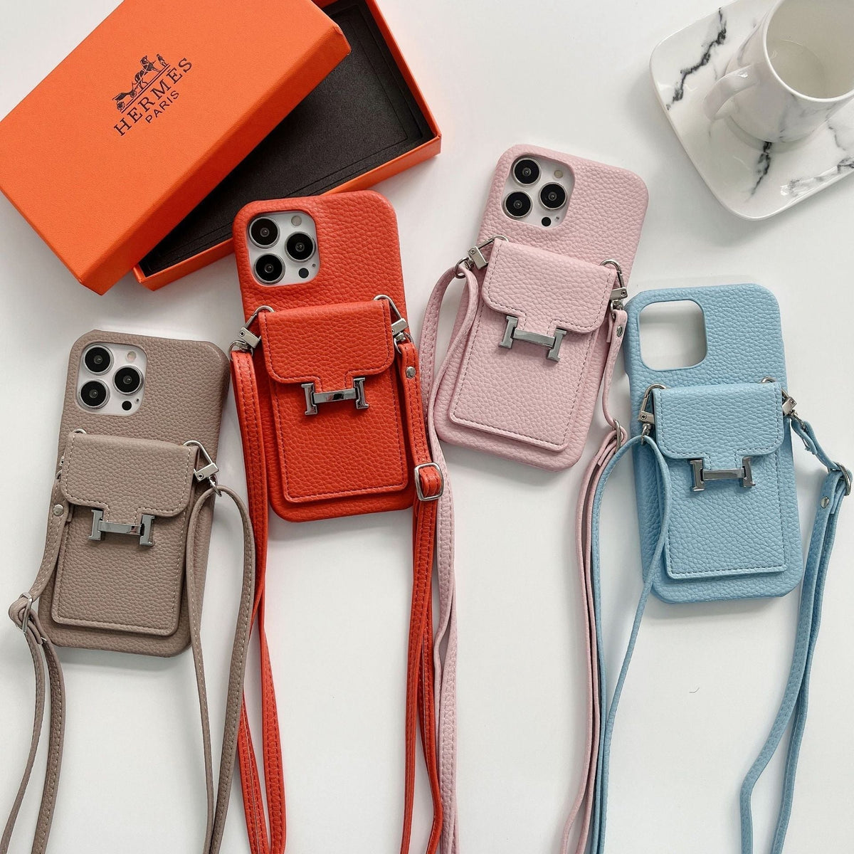 H Card Holder Leather Chain iPhone Case - product view 4