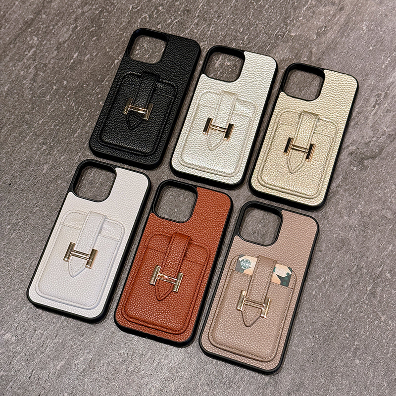 H Card Holder Leather iPhone Case - product view 2