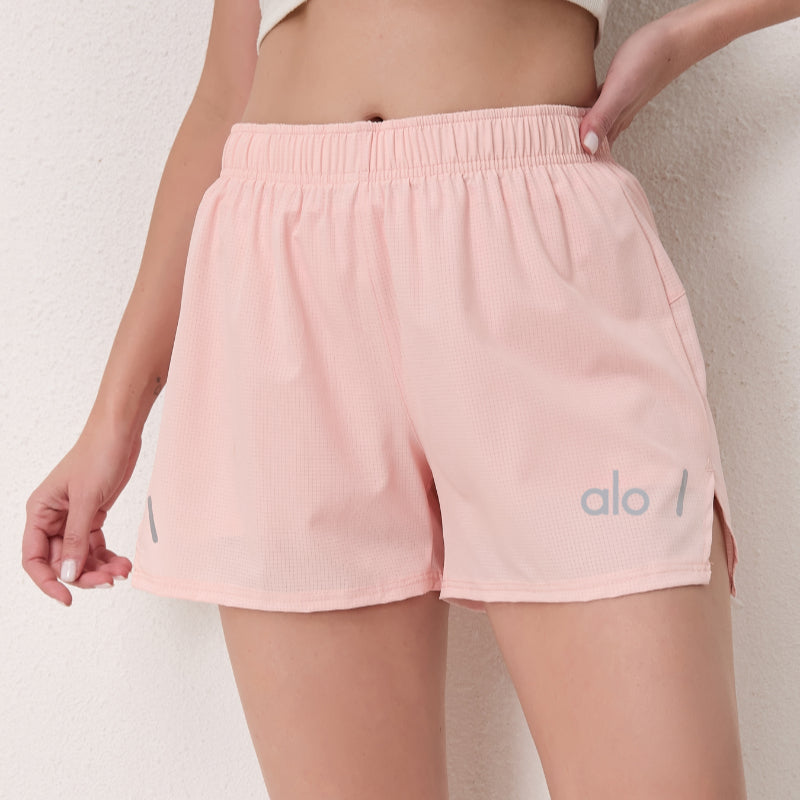 zalo067   Women's training and fitness shorts, running pants with inner lining and anti glare three quarter pants with pockets, clothing