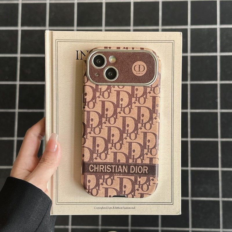 Fashion White & Brown Color Leather iPhone Case - product view 19