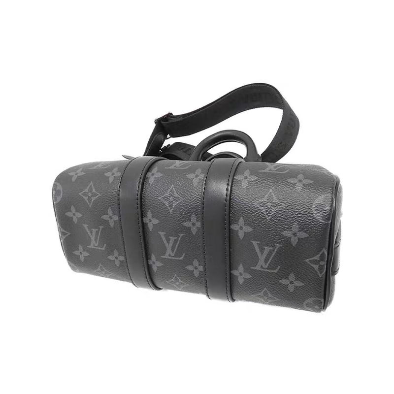 Monogram Style Boston Barrel Bag with Shoulder Strap - product view 4