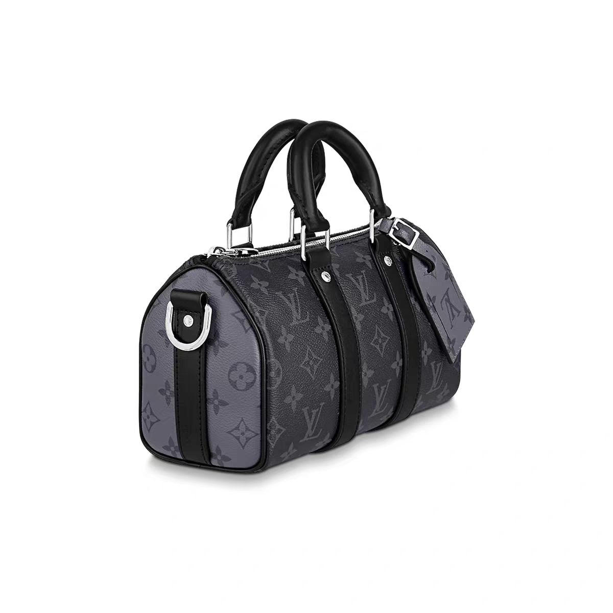 Monogram Style Boston Barrel Bag with Shoulder Strap - product view 3