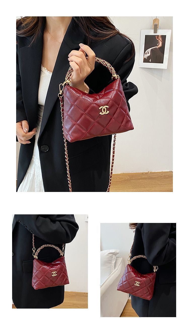 Quilted Chain Cloud Bag - Adjustable Strap Textured Crossbody - product view 5