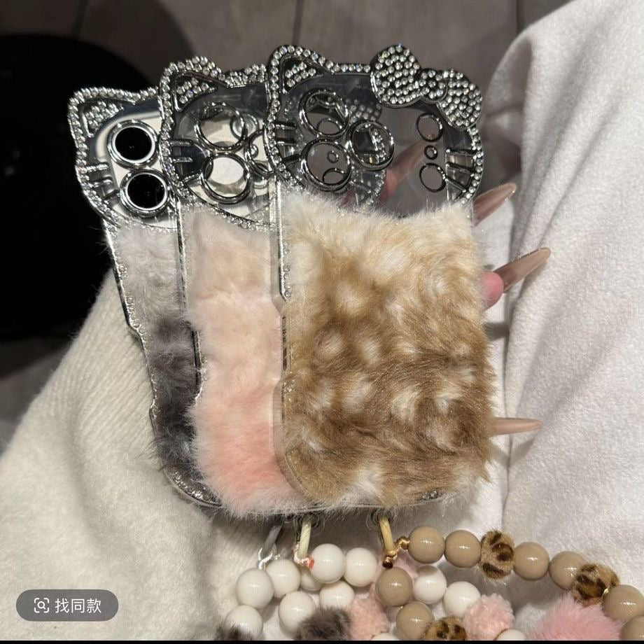 High - end Custom Light Diamond - inlaid Plush Phone Case - product view 1