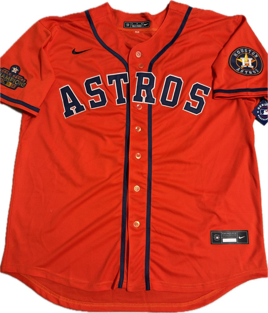 Baseball Jersey | Men's Houston Astros #44 Yordan Alvarez Orange Team Logo Fashion Stitched 2022 World Series Champions Patch Baseball Jerseys - image 2