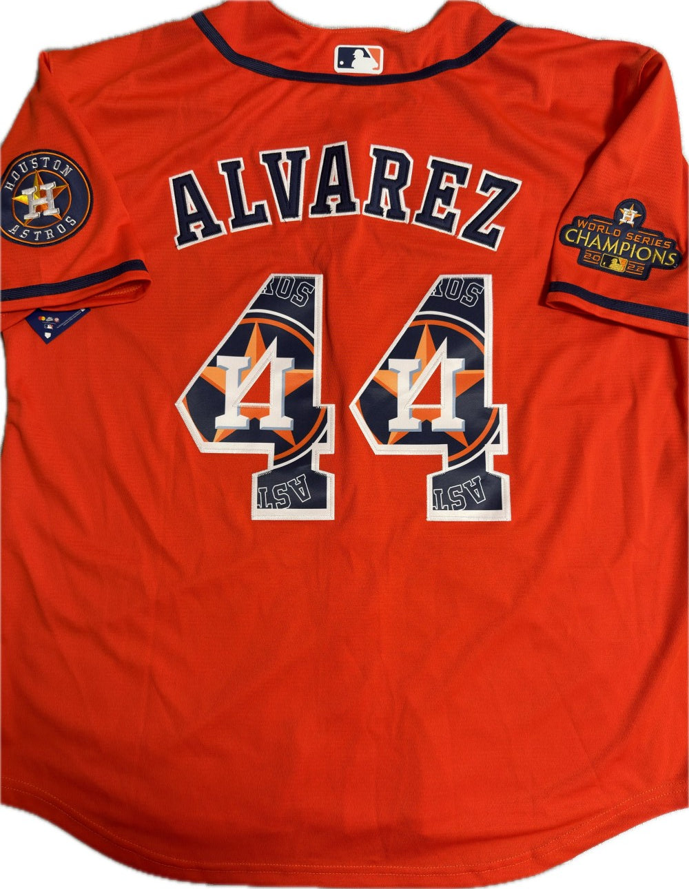 Baseball Jersey | Men's Houston Astros #44 Yordan Alvarez Orange Team Logo Fashion Stitched 2022 World Series Champions Patch Baseball Jerseys - image 1