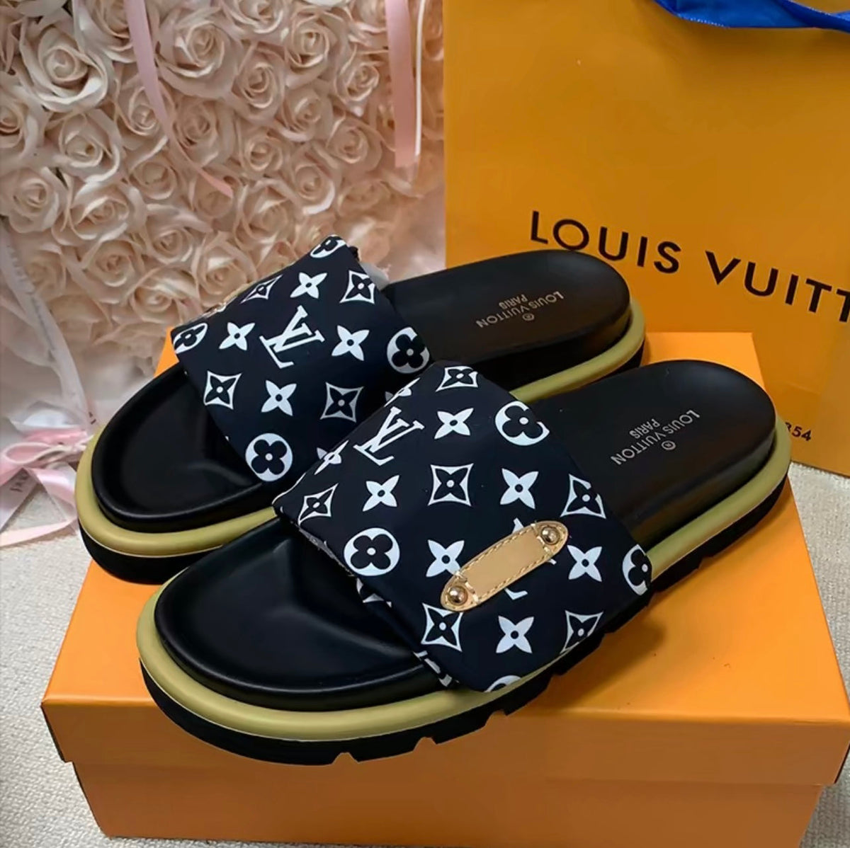 Trendy adjustable platform slippers with velcro straps - product view 6