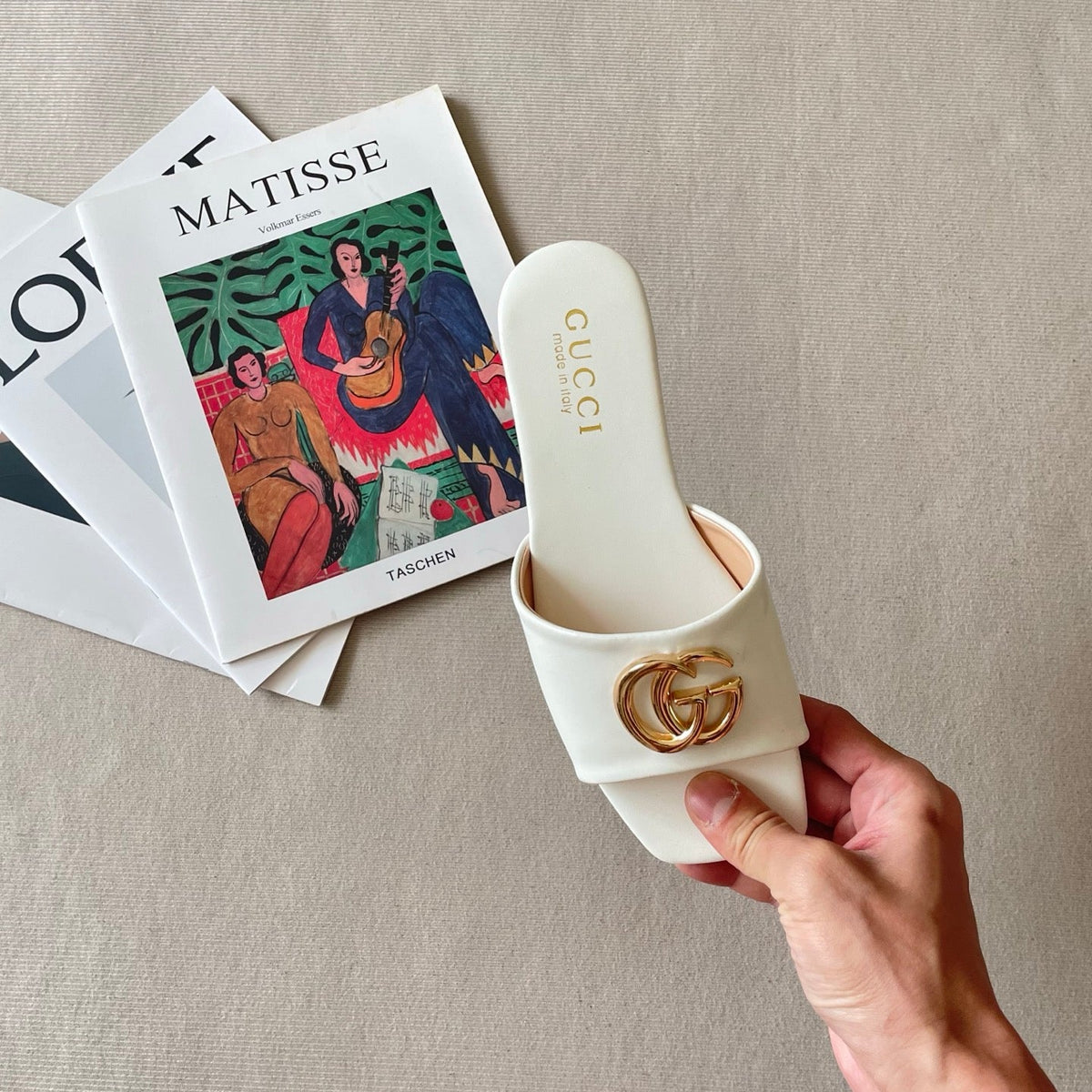 Trendy metal-ring square-toe flat slides - product view 5
