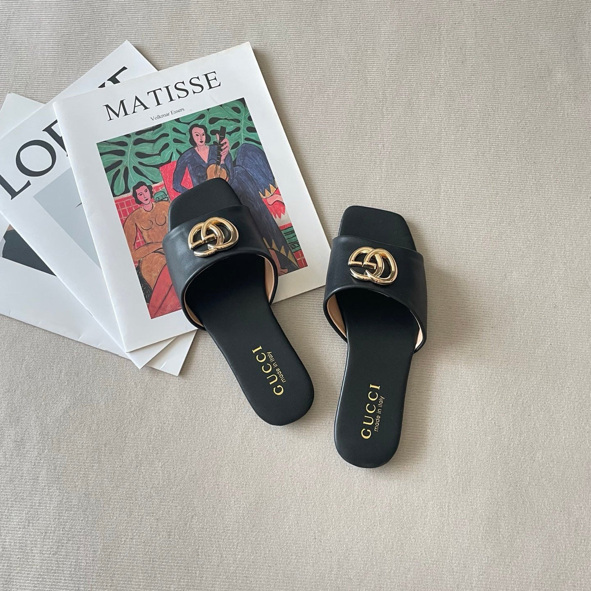 Trendy metal-ring square-toe flat slides - product view 10
