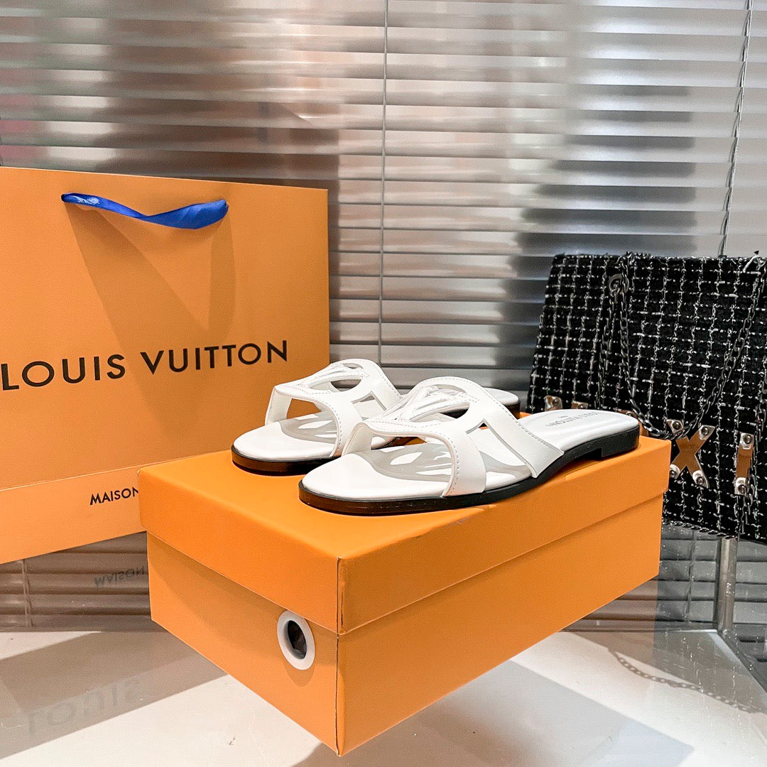 hollow logo single-strap flat slides - product view 5
