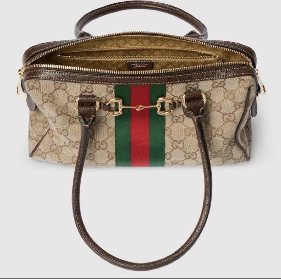 Leather Trim Jacquard Mini Boston Handbag with Metal Ornament - product view 11