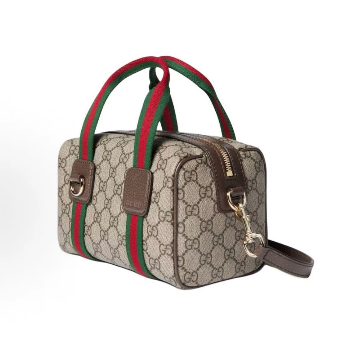 Vintage Print Mini Leather Boston Top Handle Bag - product view 1
