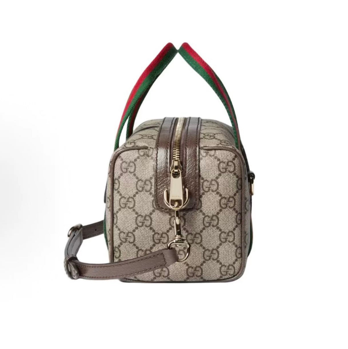 Vintage Print Mini Leather Boston Top Handle Bag - product view 2